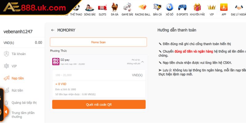 Nạp Và Rút Tiền AE888 3 Lưu ý khi nạp và rút tiền AE888